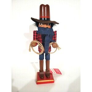 African American cowboy wooden nutcracker 12" tall